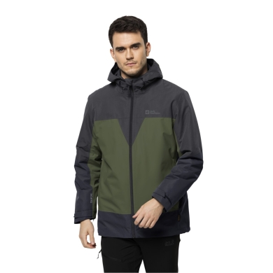 Jack Wolfskin Winter Jacket 3in1 DNA Tundra (very warm, windproof and waterproof) green/grey Men